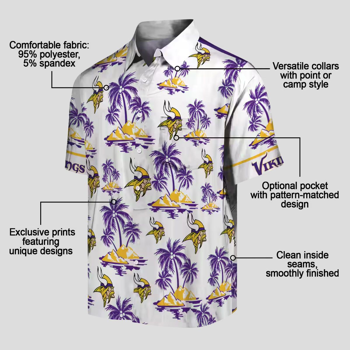 Minnesota Vikings Palm Island Hawaiian Shirt, Summer Beach Aloha Outfit