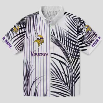 Minnesota Vikings Palm Stripes Hawaiian Shirt, Summer Outfit for Tailgate Party