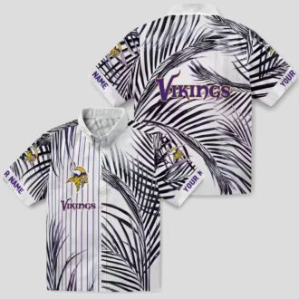 Minnesota Vikings Palm Stripes Hawaiian Shirt, Summer Outfit for Tailgate Party