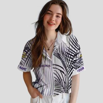 Minnesota Vikings Palm Stripes Hawaiian Shirt, Summer Outfit for Tailgate Party