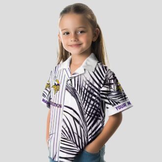 Minnesota Vikings Palm Stripes Hawaiian Shirt, Summer Outfit for Tailgate Party