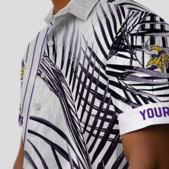 Minnesota Vikings Palm Stripes Hawaiian Shirt, Summer Outfit for Tailgate Party