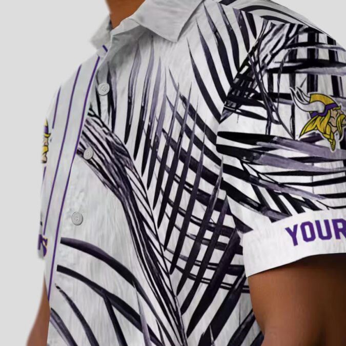 Minnesota Vikings Palm Stripes Hawaiian Shirt, Summer Outfit for Tailgate Party