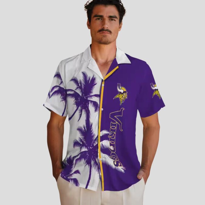 Minnesota Vikings Palm Trees Hawaiian Shirt, Best NFL Gift for Football Fans