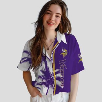 Minnesota Vikings Palm Trees Hawaiian Shirt, Best NFL Gift for Football Fans