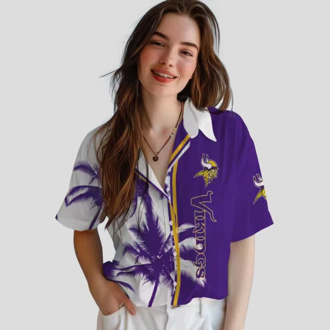Minnesota Vikings Palm Trees Hawaiian Shirt, Best NFL Gift for Football Fans