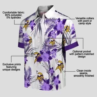 Minnesota Vikings Patriotic Aloha Shirt, Purple White Hibiscus Tropical NFL Apparel