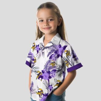 Minnesota Vikings Patriotic Aloha Shirt, Purple White Hibiscus Tropical NFL Apparel
