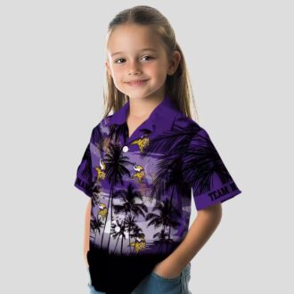 Minnesota Vikings Purple Black Hawaiian Shirt, Custom Tropical Sunset NFL Fans Gifts