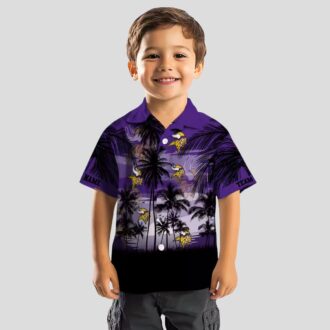 Minnesota Vikings Purple Black Hawaiian Shirt, Custom Tropical Sunset NFL Fans Gifts