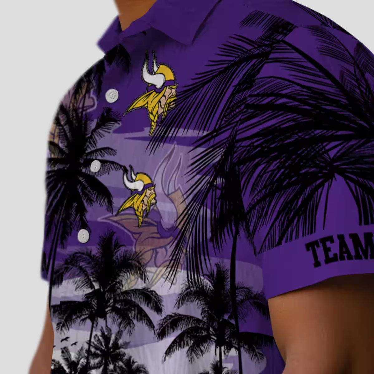 Minnesota Vikings Purple Black Hawaiian Shirt, Custom Tropical Sunset NFL Fans Gifts