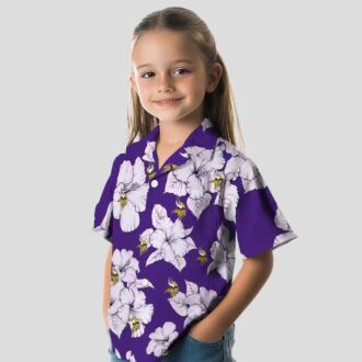 Minnesota Vikings Purple Hibiscus Blooms Shirt, Summer Tropical Hawaiian Outfit