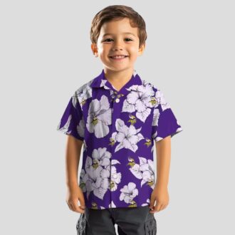 Minnesota Vikings Purple Hibiscus Blooms Shirt, Summer Tropical Hawaiian Outfit