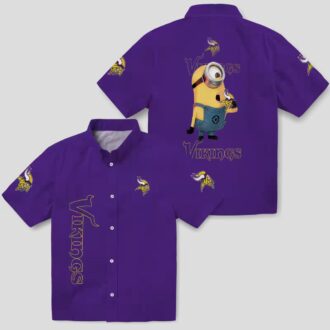 Minnesota Vikings Purple Minion Hawaiian Shirt, Best Gift for Football Fans