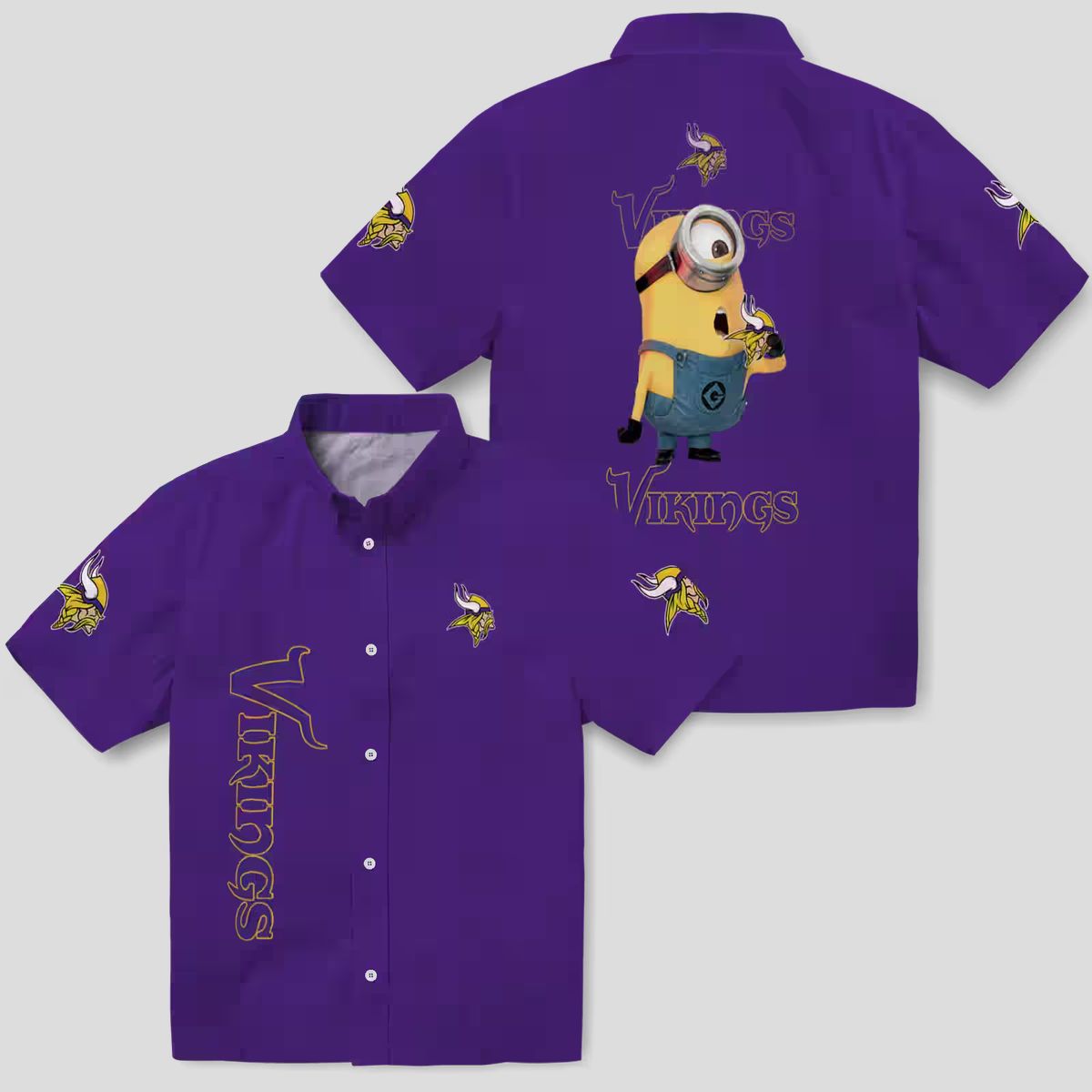 Minnesota Vikings Purple Minion Hawaiian Shirt, Best Gift for Football Fans