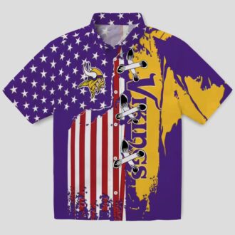 Minnesota Vikings Stitched Flag Hawaiian Shirt, Tailgate Party & Beachwear Outfit