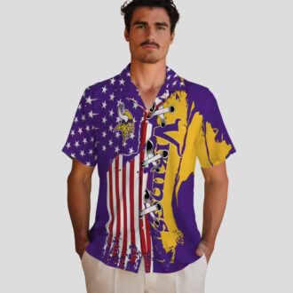 Minnesota Vikings Stitched Flag Hawaiian Shirt, Tailgate Party & Beachwear Outfit