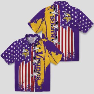 Minnesota Vikings Stitched Flag Hawaiian Shirt, Tailgate Party & Beachwear Outfit