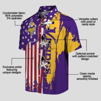 Minnesota Vikings Stitched Flag Hawaiian Shirt, Tailgate Party & Beachwear Outfit