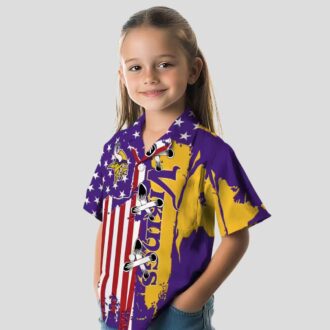 Minnesota Vikings Stitched Flag Hawaiian Shirt, Tailgate Party & Beachwear Outfit