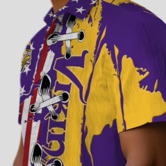 Minnesota Vikings Stitched Flag Hawaiian Shirt, Tailgate Party & Beachwear Outfit