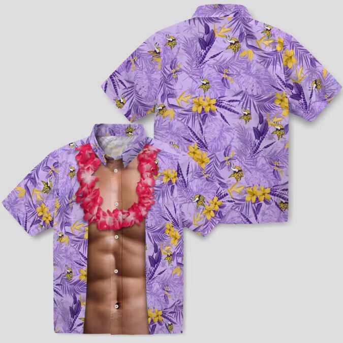Minnesota Vikings Summer Aloha Shirt, Purple Chest Illusion Floral Beach Outfit