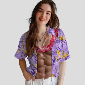 Minnesota Vikings Summer Aloha Shirt, Purple Chest Illusion Floral Beach Outfit