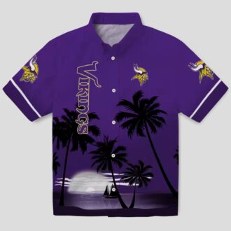 Minnesota Vikings Sunset Purple Black Hawaiian Shirt, Best NFL Tailgate Party Outfit