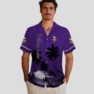 Minnesota Vikings Sunset Purple Black Hawaiian Shirt, Best NFL Tailgate Party Outfit