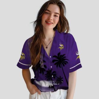 Minnesota Vikings Sunset Purple Black Hawaiian Shirt, Best NFL Tailgate Party Outfit