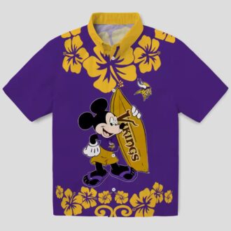 Minnesota Vikings Surfing Mickey Hawaiian Shirt, NFL Summer Beach Outfit