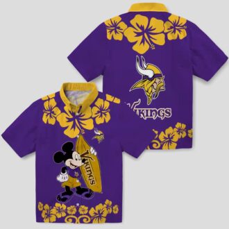 Minnesota Vikings Surfing Mickey Hawaiian Shirt, NFL Summer Beach Outfit