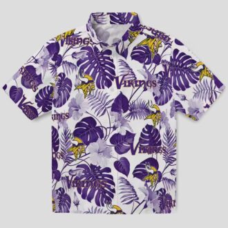 Minnesota Vikings Tropical Hawaiian Shirt, Purple White NFL Vacation Summer Outfit