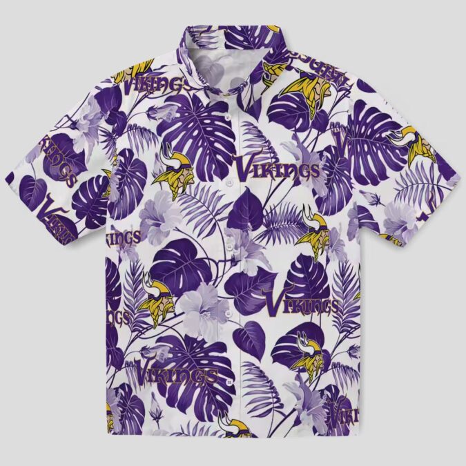 Minnesota Vikings Tropical Hawaiian Shirt, Purple White NFL Vacation Summer Outfit