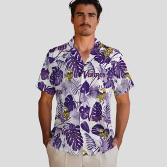 Minnesota Vikings Tropical Hawaiian Shirt, Purple White NFL Vacation Summer Outfit