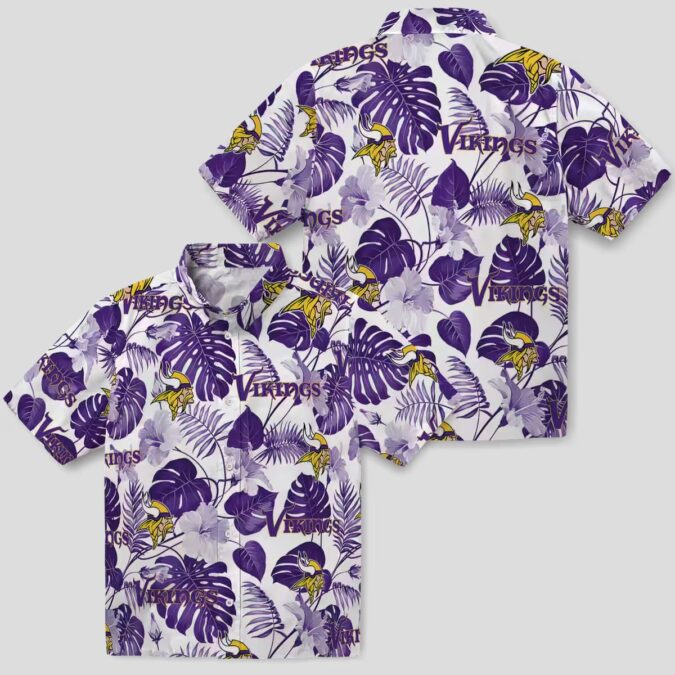Minnesota Vikings Tropical Hawaiian Shirt, Purple White NFL Vacation Summer Outfit