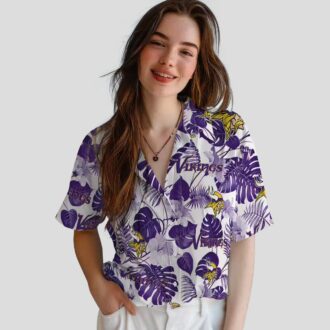 Minnesota Vikings Tropical Hawaiian Shirt, Purple White NFL Vacation Summer Outfit