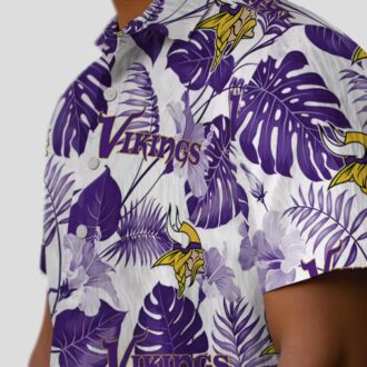 Minnesota Vikings Tropical Hawaiian Shirt, Purple White NFL Vacation Summer Outfit
