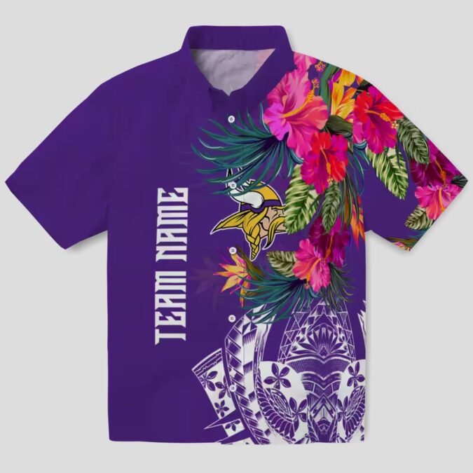 Minnesota Vikings Tropical Polynesian Hawaiian Shirt, Purple NFL Team Apparel