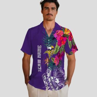 Minnesota Vikings Tropical Polynesian Hawaiian Shirt, Purple NFL Team Apparel