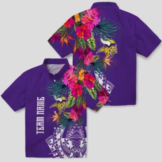 Minnesota Vikings Tropical Polynesian Hawaiian Shirt, Purple NFL Team Apparel