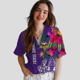 Minnesota Vikings Tropical Polynesian Hawaiian Shirt, Purple NFL Team Apparel