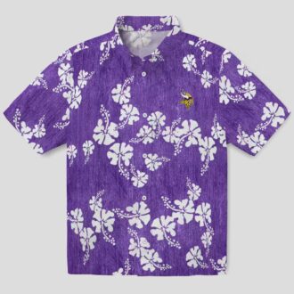 NFL Fans Minnesota Vikings Aloha Shirt, Purple Hibiscus Clusters Hawaiian Outfit