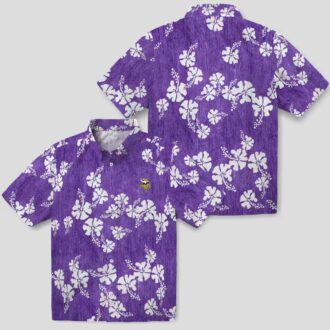 NFL Fans Minnesota Vikings Aloha Shirt, Purple Hibiscus Clusters Hawaiian Outfit