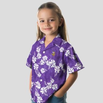NFL Fans Minnesota Vikings Aloha Shirt, Purple Hibiscus Clusters Hawaiian Outfit