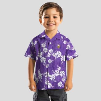 NFL Fans Minnesota Vikings Aloha Shirt, Purple Hibiscus Clusters Hawaiian Outfit