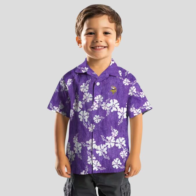 NFL Fans Minnesota Vikings Aloha Shirt, Purple Hibiscus Clusters Hawaiian Outfit