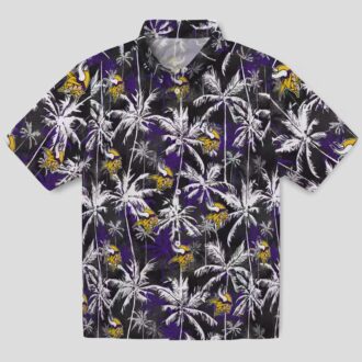 NFL Fans Minnesota Vikings Hawaiian Shirt - Purple Black Palm Tree Aloha Style