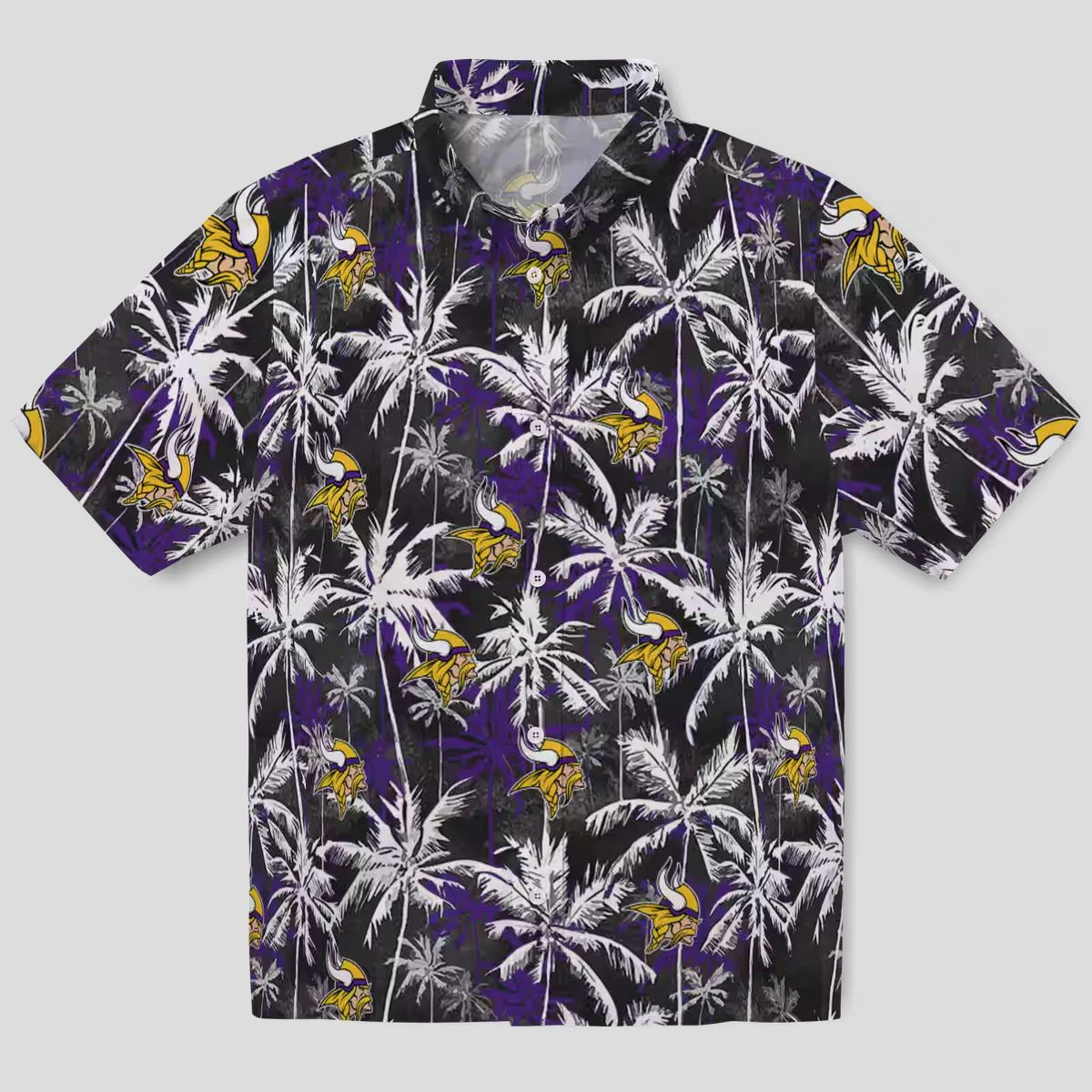 NFL Fans Minnesota Vikings Hawaiian Shirt - Purple Black Palm Tree Aloha Style