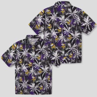 NFL Fans Minnesota Vikings Hawaiian Shirt - Purple Black Palm Tree Aloha Style